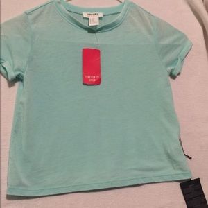 Forever 21 Girls Mint Sheer Short Sleeve 5/6 Shirt